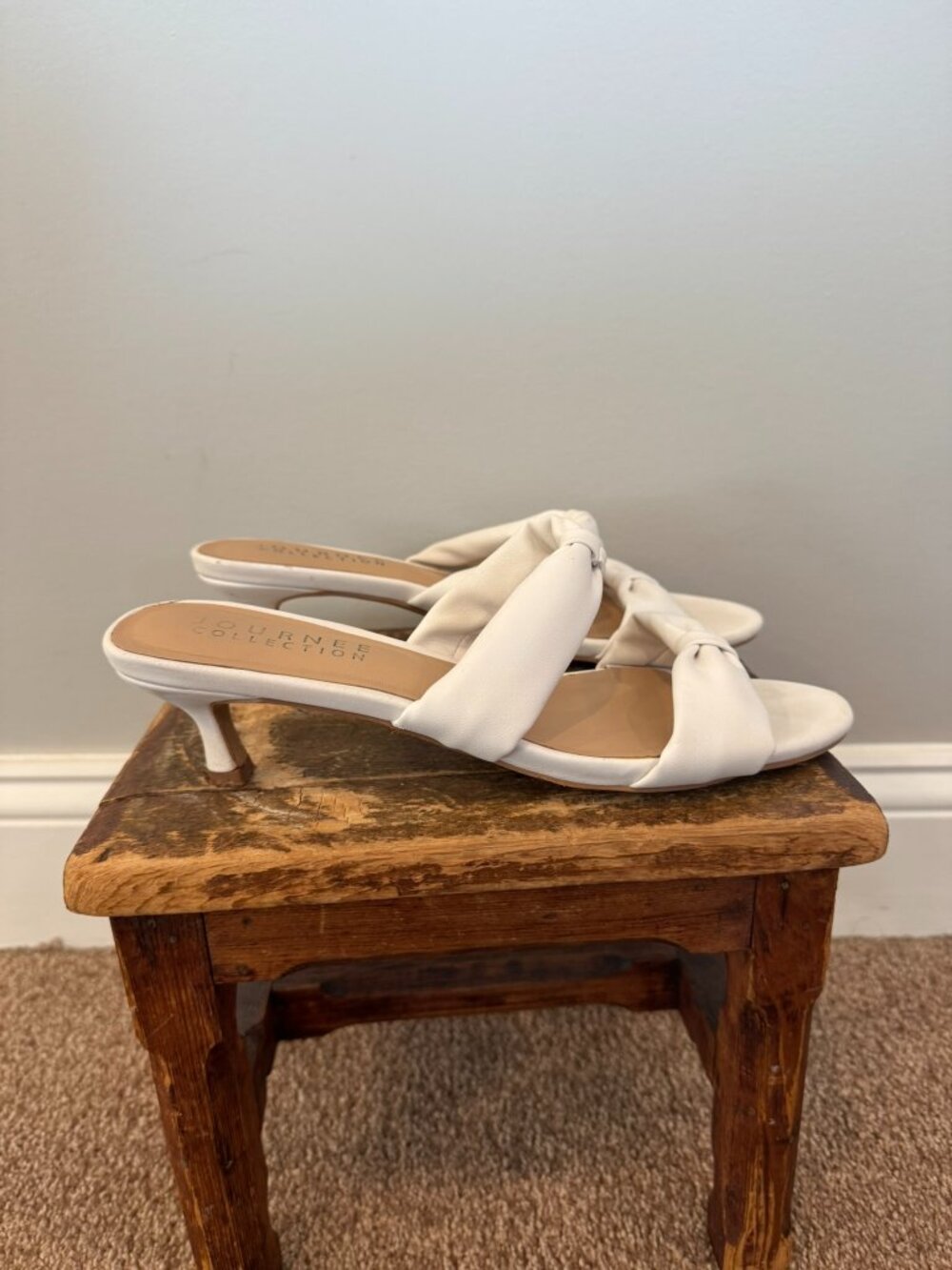 White Kitten Heel Journee Collection Dyllan Sandal Pumps - Women's 9